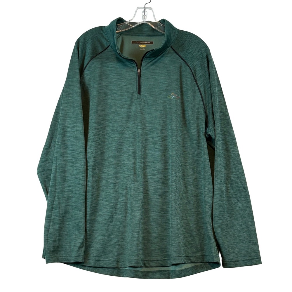 Greg‎ Norman Play Dry Mens XL Quarter Zip Pullover Heather Green Golf Shirt Long